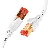 IBRA CAT8 Ethernet Gigabit LAN Netzwerkkabel (RJ45) SSTP 40Gbps 2000Mhz | Patchkabel|UTP|kompatibel mit CAT5 / 6/7 | Switch/Router/Modem/Patchfeld/Zugriffspunkt/Patchfelder | Rundes Weiß-15M