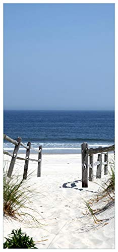 Wallario Selbstklebende Türtapete Blick auf Strand - Türposter 93 x 205 cm Abwischbar, rückstandsfrei zu entfernen