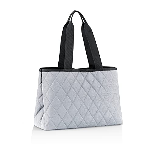 reisenthel classic shopper L rhombus light grey – Geräumige Shopping Bag und edle Handtasche in einem – Aus wasserabweisendem Material
