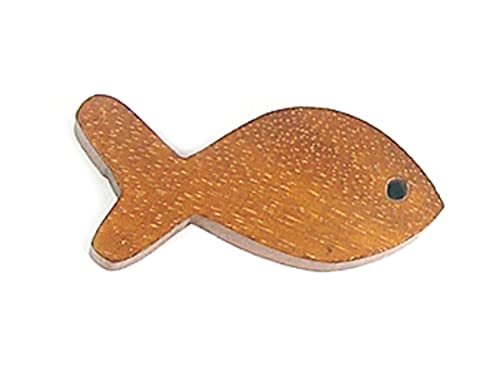 Holzanhänger gewachster Fisch, braun, 14 x 30 mm, 50u, ca.