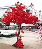 künstliche pflanzen groß Draußen Große Rote Künstliche Kirschblütenbäume,Lebensechte Sakura-Baumdekoration,Handgefertigte Künstliche Sakura-Seidenblumendekoration,Realistische Künstliche Blumen Für Di