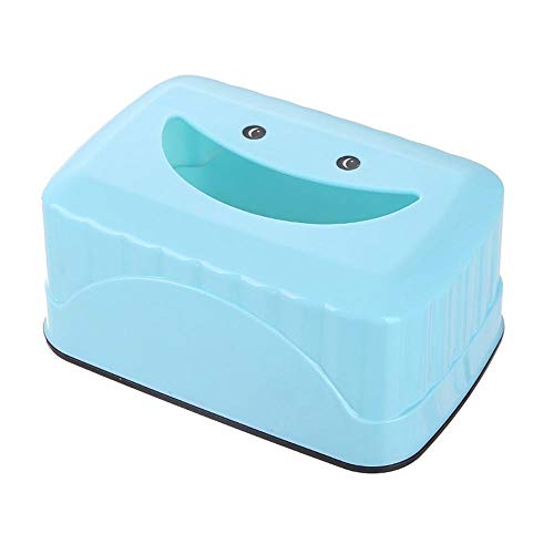 ZXGQF Tissue Box Kunststoff Rechteckige Smiley-Muster Papier Handtuchhalter Für Zuhause BüroAuto Dekoration Hotelzimmer Tissue Box Halter, Blau