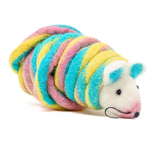 Cat in the Box Catch a Mouse by The Tail Wool Cat Mouse Toy with a 6 Fuß Tail for Indoor Cats Kittens Cute Cat Toy Mouse Mouse Cat Toy Rat Plush Toy Fake Mouse Mäuse No Catnip (Unicorn Swirl)
