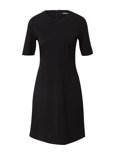 Taifun Damen Etuikleid halber Arm, mit Schlitz Kleid Langarm kurz Etuikleid unifarben kurz Schwarz 36