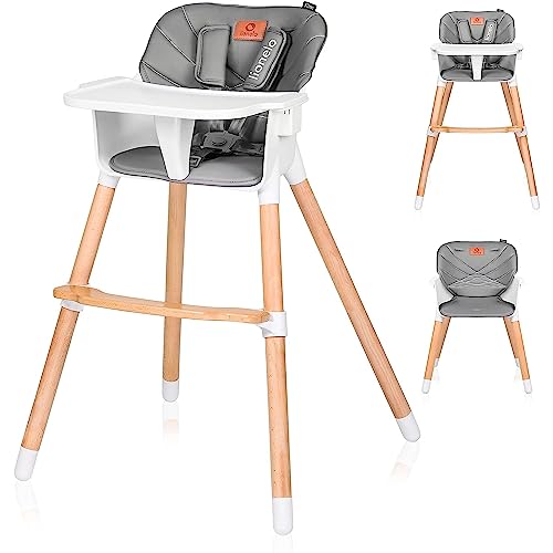 LIONELO Koen Kinder Hochstuhl 2in1 verstellbarer Stuhl, abnehmbares Tablett, rutschfest, 6 bis 36 Monate, 5-Punkt-Sicherheitsgurt, KinderHochstuhl, Babyhochsitz, Belastbarkeit bis 15 kg / 30 kg