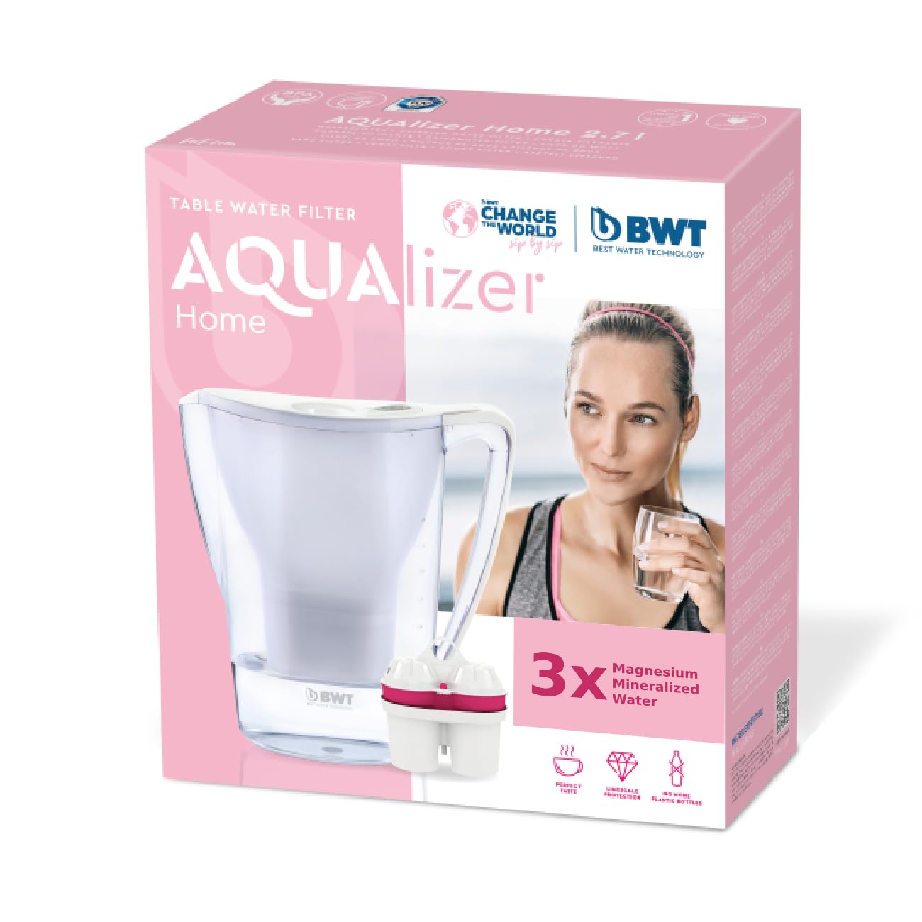 BWT Penguin Wasserfilterkrug mit Magnesium + Pack 3 Filter für Wasserkrug, Kunststoff, weiß, 3