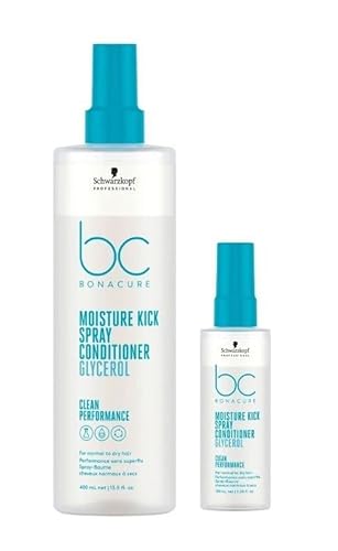 Schwarzkopf - BC Clean Moisture Kick Spray-Spray, feuchtigkeitsspendend, Inhalt: 400 ml und ein Reiseformat mit 100 ml