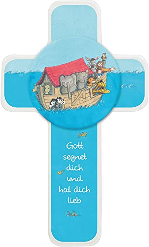 Butzon und Bercker Kinder Holzkreuz Arche Noah mit Intarsie 18 cm Geschenkverpackung