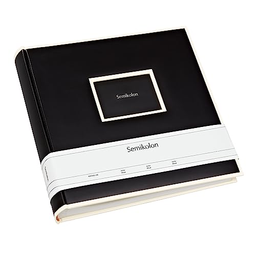 Semikolon (351099) Jumbo Album black (schwarz) - Fotoalbum/Fotobuch mit 50 Blättern cremeweißem Fotokarton mit Pergaminpapier - Format: 30x30 cm