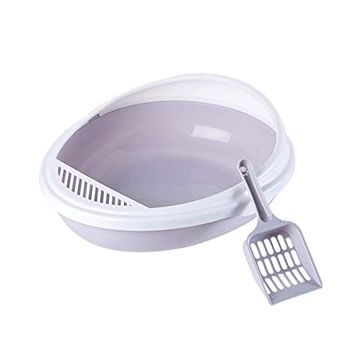Cat Litter Tray Pet Toilet Bedpan Anti Splash Cats Litter Box Cat Dog Tray with Scoop Kitten Dog Clean Toilette Home Plastic Sand Box Supplies,Gray