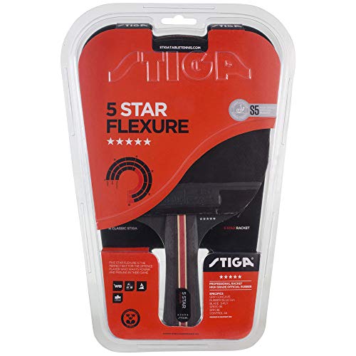 Stiga 5-Star Flexure, Concave Tabletennis Racket, Black/Red, One Size