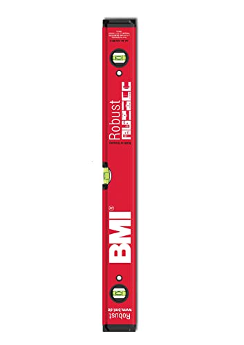 BMI Alu-Wasserwaage Robust rot (Länge 200 cm, Messgenauigkeit 0,5 mm/m, breites/hohes Profil, Gummi-Endkappen, ultraschallverschweißte Libellen) 638200PS