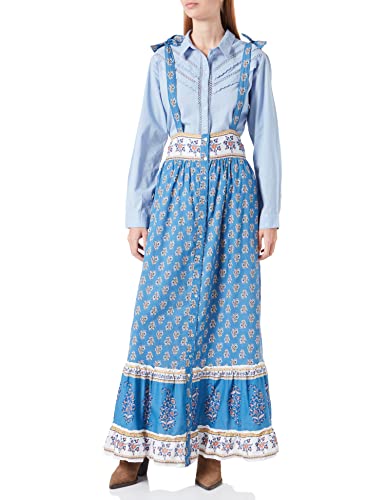 Springfield Damen Midi Knöpfen, Bedruckt Kleid, hellblau, 36
