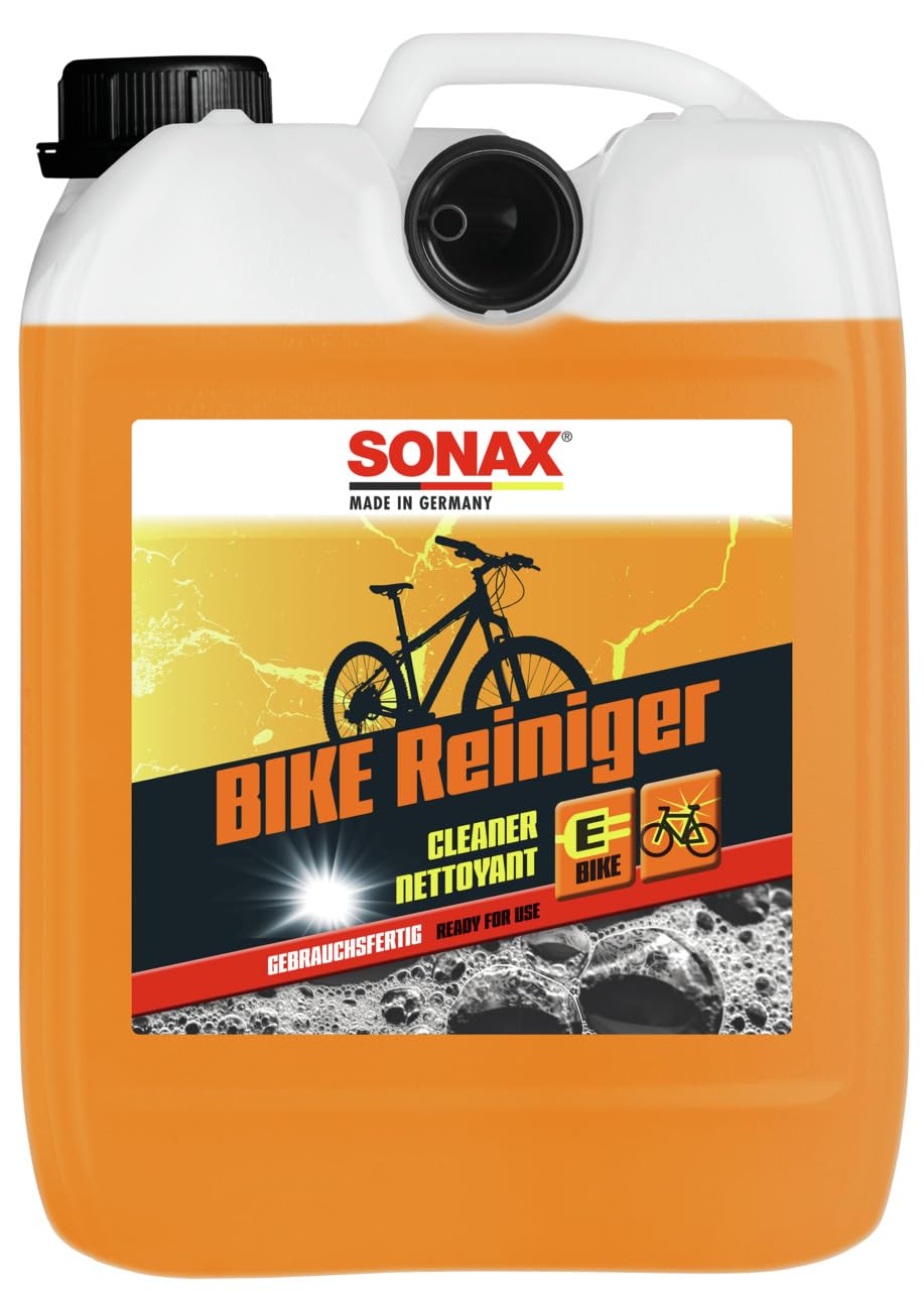 SONAX BIKE Reiniger (5 Liter) Fahrradreiniger für Aluminium, Mattlacke, Carbon- & Kunststoffoberflächen, reinigt Kette & Zahnkränze, für E-Bike, materialschonend | Art-Nr. 08525000