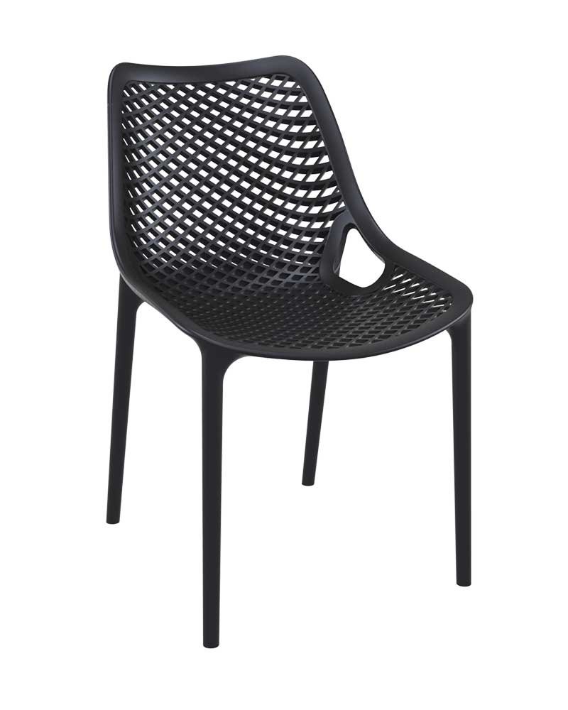 CLP XXL-Bistrostuhl Air Aus Kunststoff I Gartenstuhl Mit 44CM Sitzhöhe I Outdoor-Stuhl Mit Wabenmuster, Farbe:schwarz