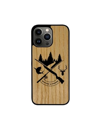 Enowood Schutzhülle aus Holz für iPhone 15 Pro Max – Jagd und Angeln – Esche