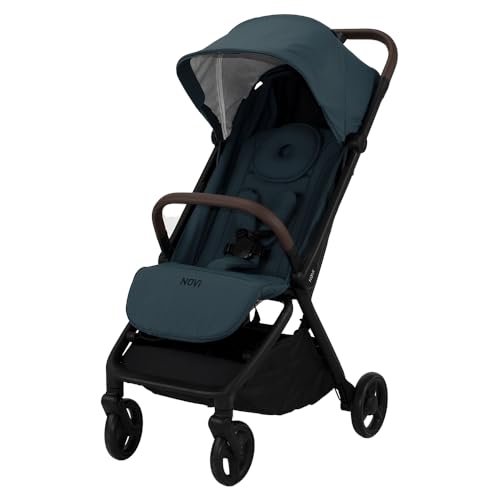 Novi Baby® Sunny Smart Buggy - Limited Edition, von Geburt bis 22 kg, Zusammenklappen mit einer Hand, Liegeposition, großes Verdeck mit Fenster, Räder gedämpft, geräumige Sitz (Indigoblau)