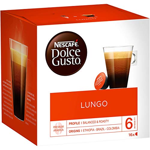 NESCAFÉ Dolce Gusto Lungo Kaffeekapseln (100 Prozent Arabica Bohnen, Feine Crema und kräftiges Aroma, Schnelle Zubereitung, Aromaversiegelte Kapseln) 3er Pack (3 x 16 Kapseln)