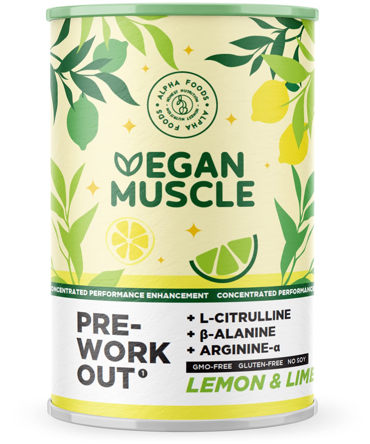 Vegan Muscle® - Pre Workout - Veganer Workout Booster - Lemon Lime - 300g Pulver
