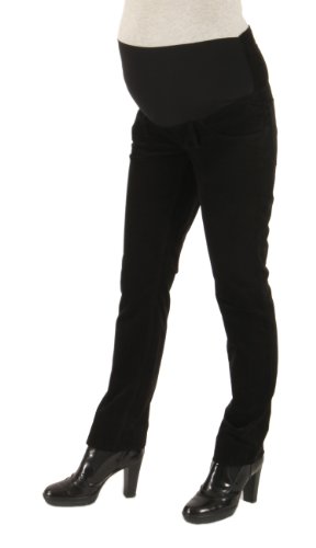 Christoff Damen Cord- Umstandshose Skinny/Slim Fit Umstandsmode Umstandskleidung 131/51 (42, schwarz(Black))