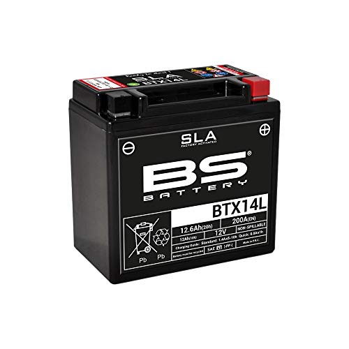 BS Battery 300760 BTX14L AGM SLA Motorrad Batterie, Schwarz
