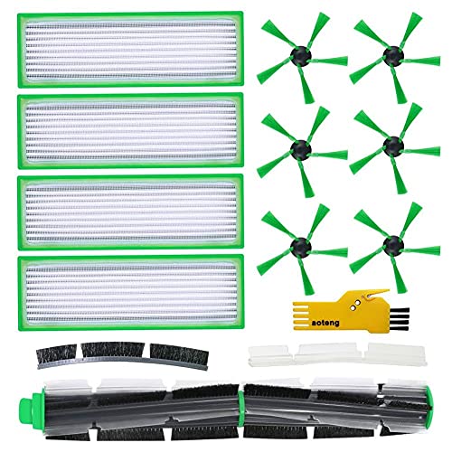 Spare parts for Vorwerk Kobold VR200 VR300 robot vacuum accessories - 4 Hepafilter allergy filter and 6 side brushes and 1 main brush