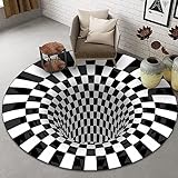 3D Vortex Teppich, Bottomless Hole Optical Illusion Area Teppiche Runde Rug Für Wohnzimmer Schlafzimmer Esszimmer Fußmatte Küchenfußmatten,160CM, Type C