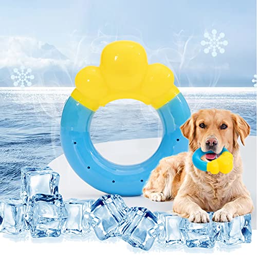 QYHGS Haustier-Beißring, kühlendes Kauspielzeug, Hundespielzeug für den Sommer, kühlend, gefrorenes Hundespielzeug, voll mit Wasser, gefroren, Verhinderung von Hitzschlag, Zahnen, Kauspielzeug, Gelb -