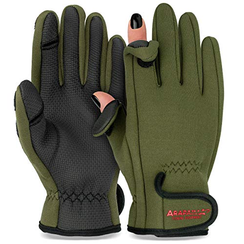 Thermo Angelhandschuhe 'Spin' | Neopren Angel Handschuhe | Anglerhandschuhe | Fishing Gloves - Oliv - 3XL