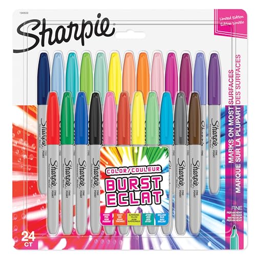 Sharpie Permanent Marker | Marker Stifte mit feiner Spitze | gemischte Color Burst- und Originalfarben | 24 Stück Market Set
