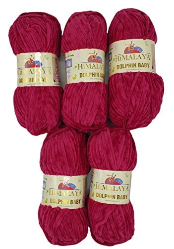 5 x 100 Gramm Himalaya Dolphin Strickwolle, Babywolle , 500 Gramm Wolle Super Bulky (bordeaux 80310)