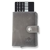 Solo Pelle Leder Geldbörse Q-Wallet mit integriertem Kartenetui für 15 Karten + Geldscheine geeignet | Kreditkartenetui mit RFID (Steingrau)