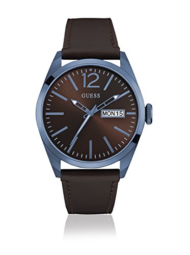 Guess Herren Analog Quarz Uhr mit Leder Armband W0658G8
