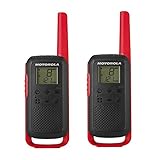 Motorola Talkabout T62 PMR-Funkgeräte (2er Set, PMR446, 16 Kanäle und 121 Codes, Reichweite 8 km) rot