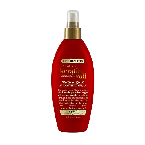 Aceite alisador de queratina sin encrespamiento + spray 5 en 1, desencrespamiento del cabello, cabello brillante, queratina, aceite de argán