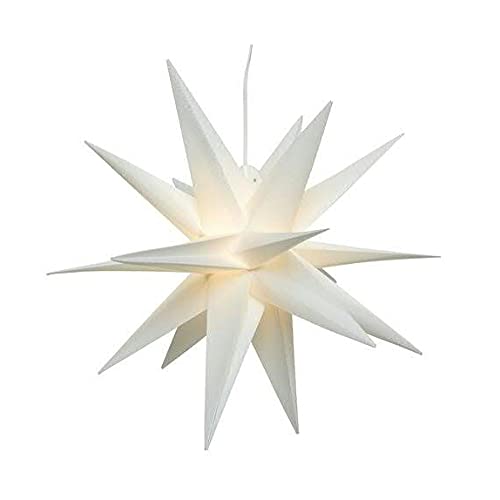 Klocke Dekorationsbedarf LED Stern Indoor & Outdoor - Außenstern mit Beleuchtung - 3D Dekostern/Weihnachtsstern - Beleuchteter Hängestern/Adventsstern für Außen - Weihnachten (Ø 30 cm, Weiß)