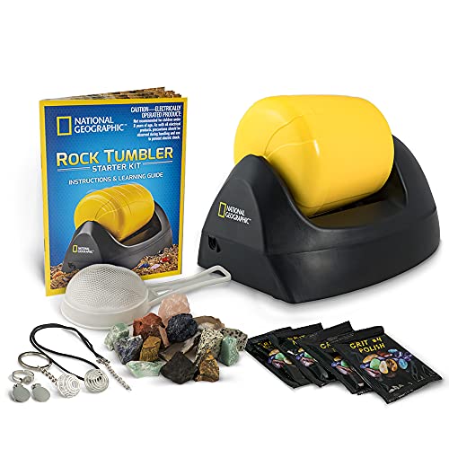 National Geographic Rock Tumbler Machine – Erstaunliche Edelstein-Poliermaschine mit authentischer Körnung, Steinen und Kristallen | STEM pädagogisches Steinpolierer, Hobby-Set, Geschenke für Jungen