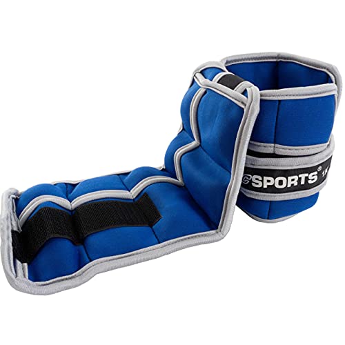 ScSPORTS® Gewichtsmanschetten 2X 2 kg mit Klettverschluss für Handgelenke & Fußgelenke, Gewichte herausnehmbar, blau