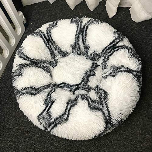 Fansu Hundebett rund Hundekissen Plüsch weichem Hundesofa rutschfest Base Katzenbett Donut Größe und Farbe wählbar (Schwarz und weiß,80CM)