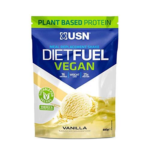 USN Diet Fuel Vegan Vanille 880g, Protein, milchfreies Diät Whey-Protein Pulver auf pflanzlicher Basis, unkomplizierter Veganer Protein Shake als Mahlzeitenersatz