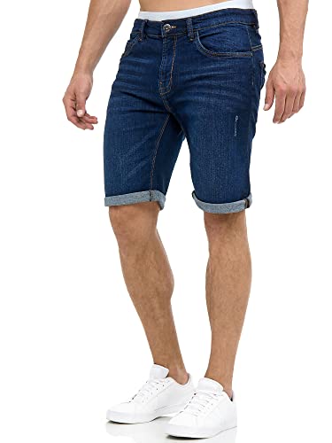 Indicode Herren Caden Jeans Shorts Kurze Denim Hose mit Destroyed-Optik aus Stretch-Material Regular Fit Blue XXL