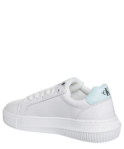 Calvin Klein Jeans Damen Chunky Cupsole Lace-up Mon LTH Wn Sneaker, White Sprout Green, 40 EU