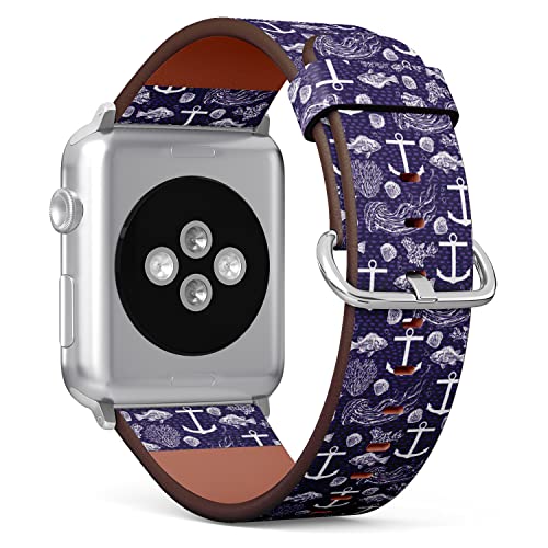 IKIKI-TECH Kompatibel mit Apple Watch-Armband, 38 mm, 40 mm, 41 mm (maritimes dekoratives Muster), veganes Ersatzarmband für iWatch Series 8, 7, 6, 5, 4, 3, 2, 1 Ultra SE