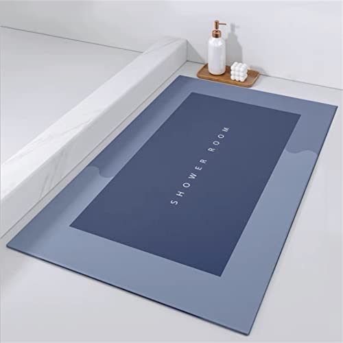 CULASIGN Badezimmerteppich, Super absorbierende Bodenmatte, Türmatte Badvorlege, Anti-fettig rutschfeste Waschbar Badematten & teppiche (Blau,60x90cm)