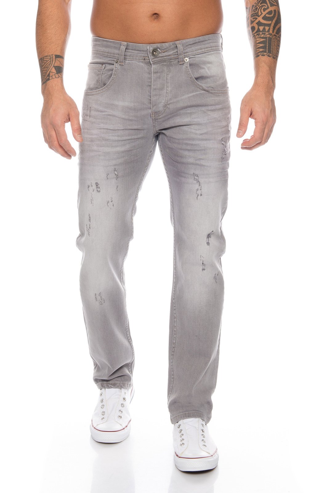 Rock Creek Herren Jeans Destroyed Grey RC-2105 [W40 L32]