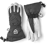 Hestra Heli Ski Damen Handschuh - Klassischer 5-Finger Leder Schneehandschuh zum Skifahren, Snowboarden und Bergsteigen (Damenpassform) - Grau/Offwhite - 6