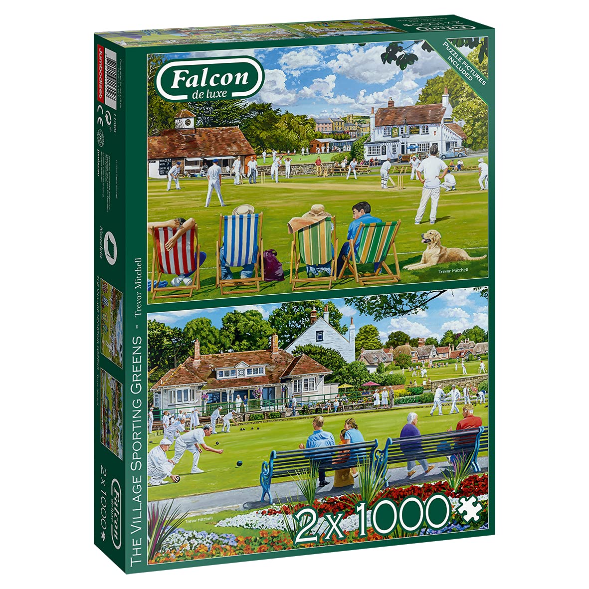 Falcon 11309 The Village Sporting Greens 2X 1000 Teile Trevor Puzzlespiel, Mehrfarben