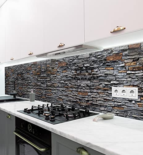 MyMaxxi - Selbstklebende Küchenrückwand Folie ohne Bohren - Aufkleber Motiv Mauer 01-60cm hoch - Adhesive Kitchen Wall Design - Wandtattoo Wandbild Küche - Wand-Deko - Wandgestaltung