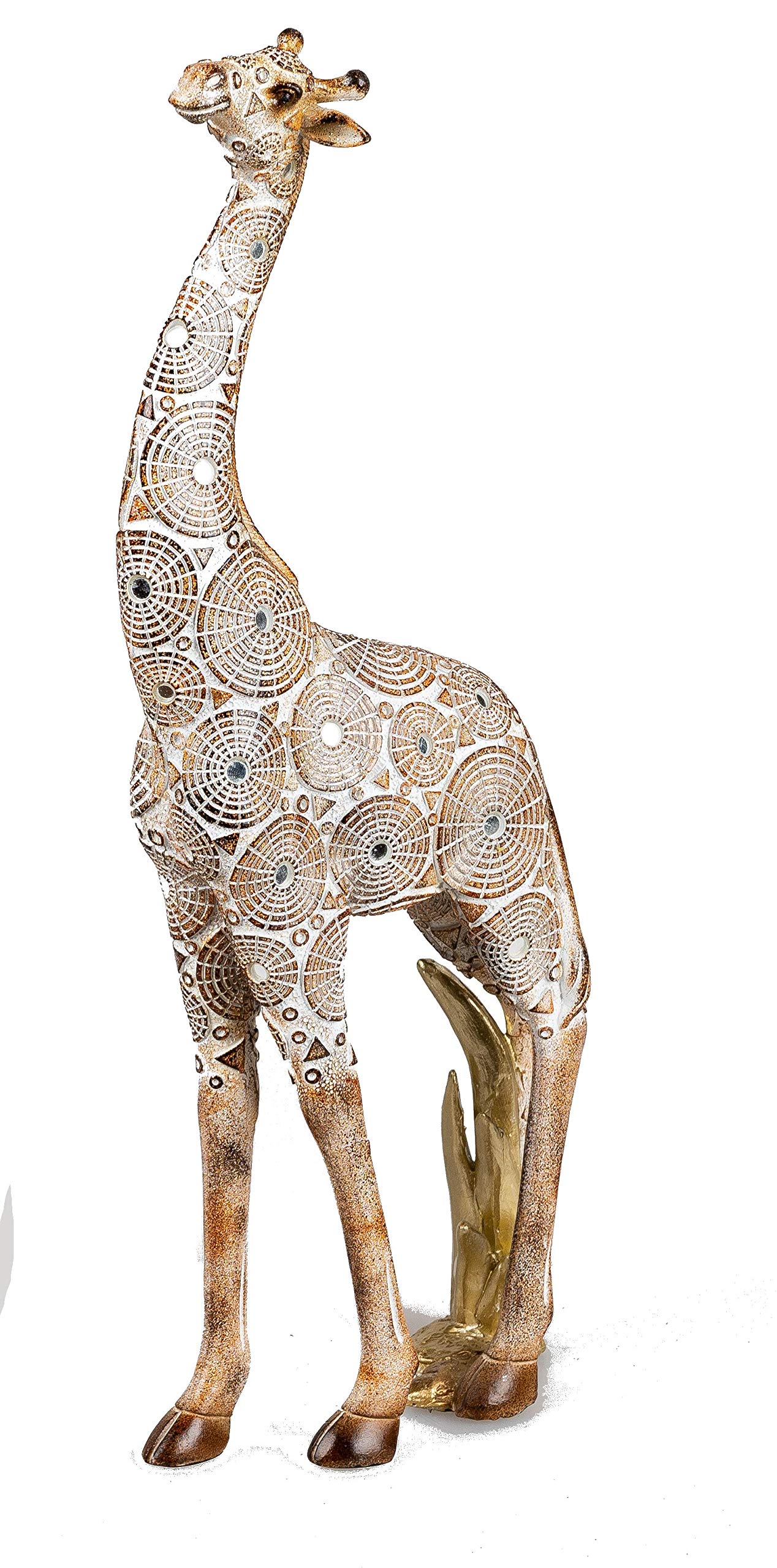 Small-Preis Giraffe Giraffen Giraffenpaar aus Kunststein Dekofiguren Afrika mit Spiegel Elementen sehr dekorativ (Einzelfigur 38 cm)