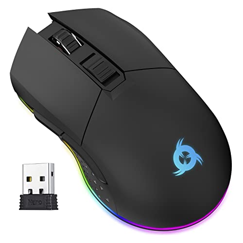 KLIM Blaze - Wiederaufladbare kabellose RGB Gaming Maus + Hochpräziser Sensor mit langer Akkudauer + Einstellbar auf bis zu 6000 DPI + Kabel- und Funk Maus Modus+ NEU 2020